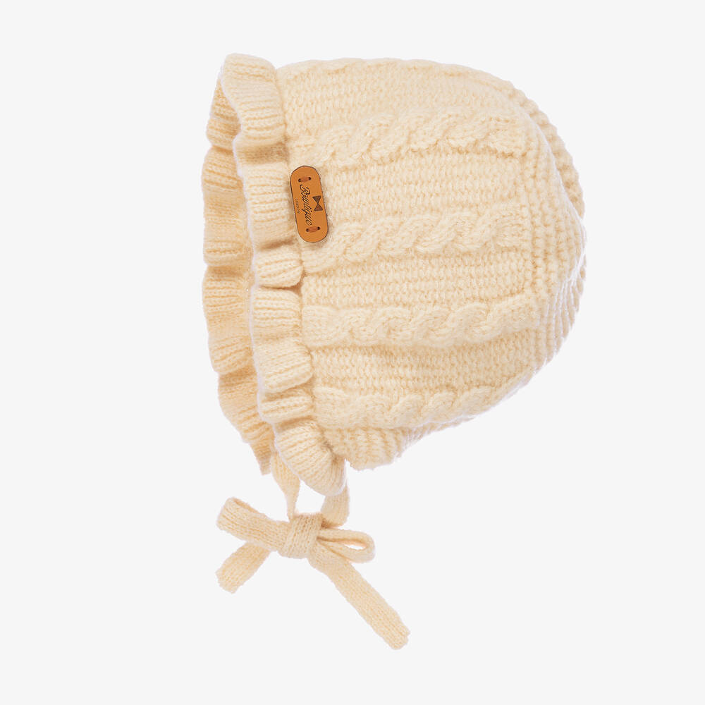 Bowtique London-Кремовый вязаный чепец для малышек | Childrensalon Outlet