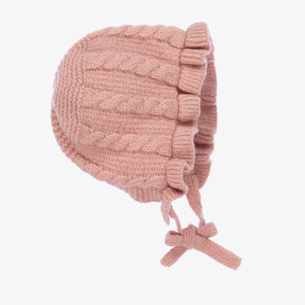 Bowtique London - Baby Girls Pink Knit Bonnet | Childrensalon