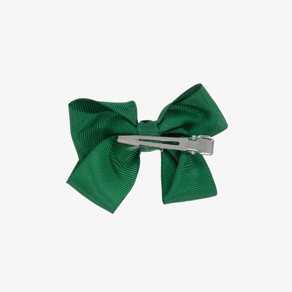 Bowtique London-Forest Green Ribbon Bow Hair Clip (7cm) | Childrensalon Outlet