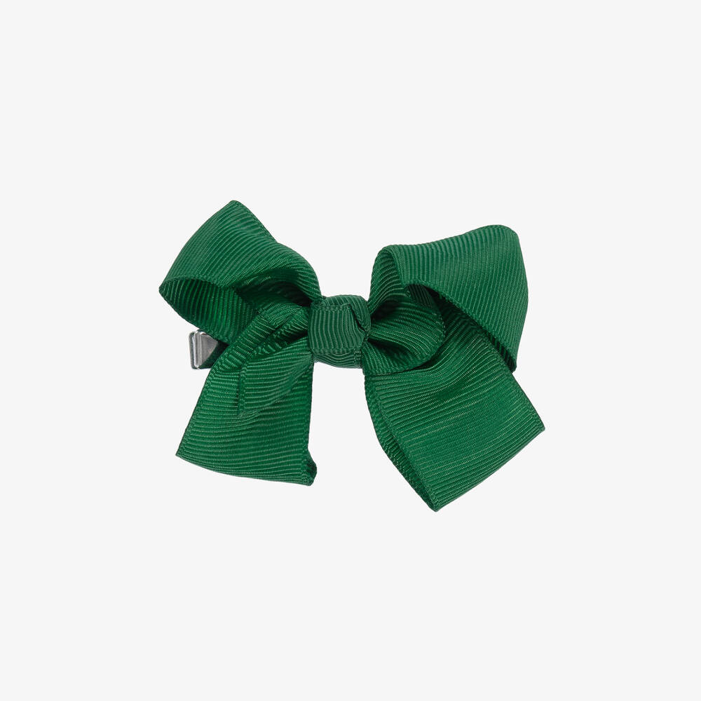 Bowtique London-Forest Green Ribbon Bow Hair Clip (7cm) | Childrensalon Outlet