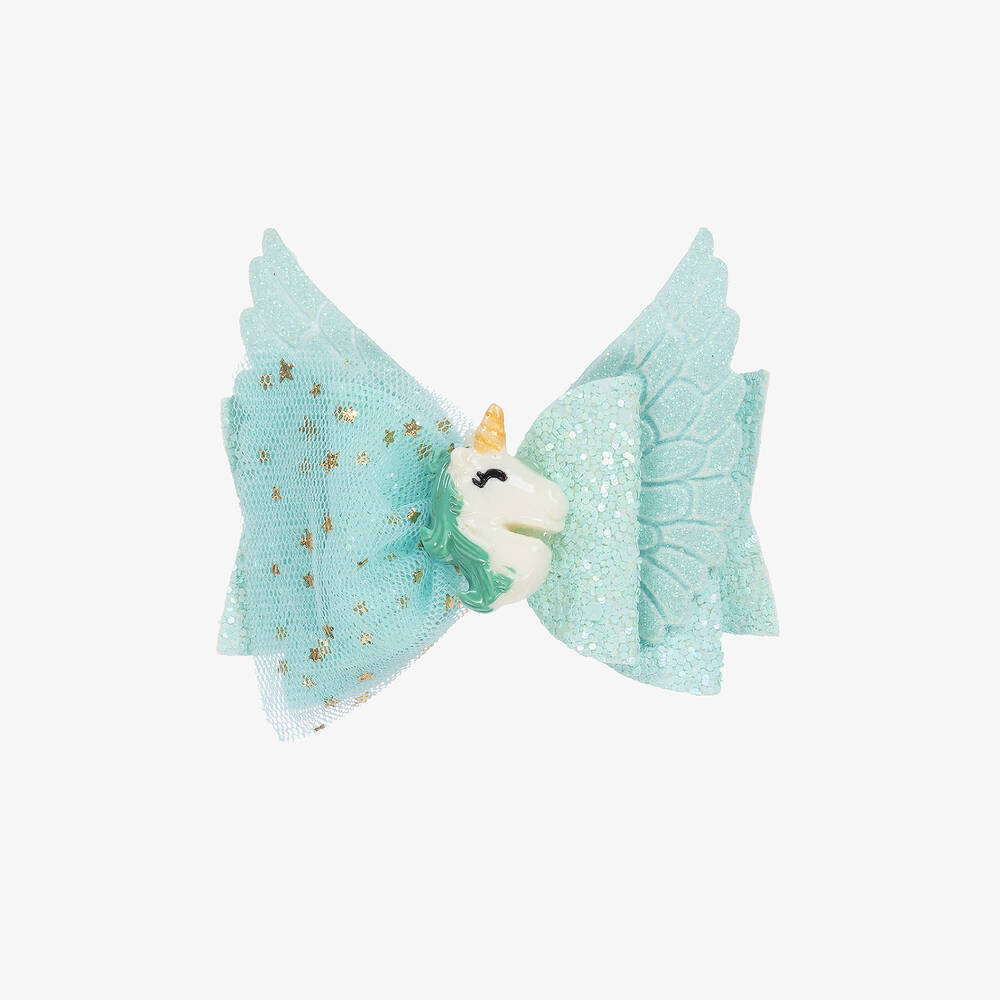 Bowtique London-Girls Blue Unicorn Hair Clip (8cm) | Childrensalon Outlet