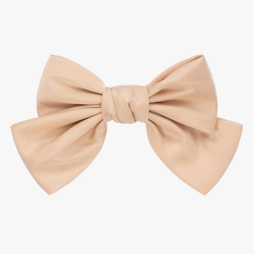 Bowtique London-Girls Camel Satin Hair Clip | Childrensalon Outlet