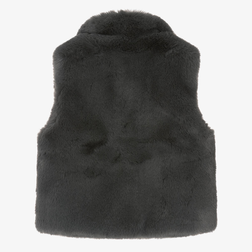 Bowtique London-Girls Dark Grey Faux Fur Gilet | Childrensalon Outlet