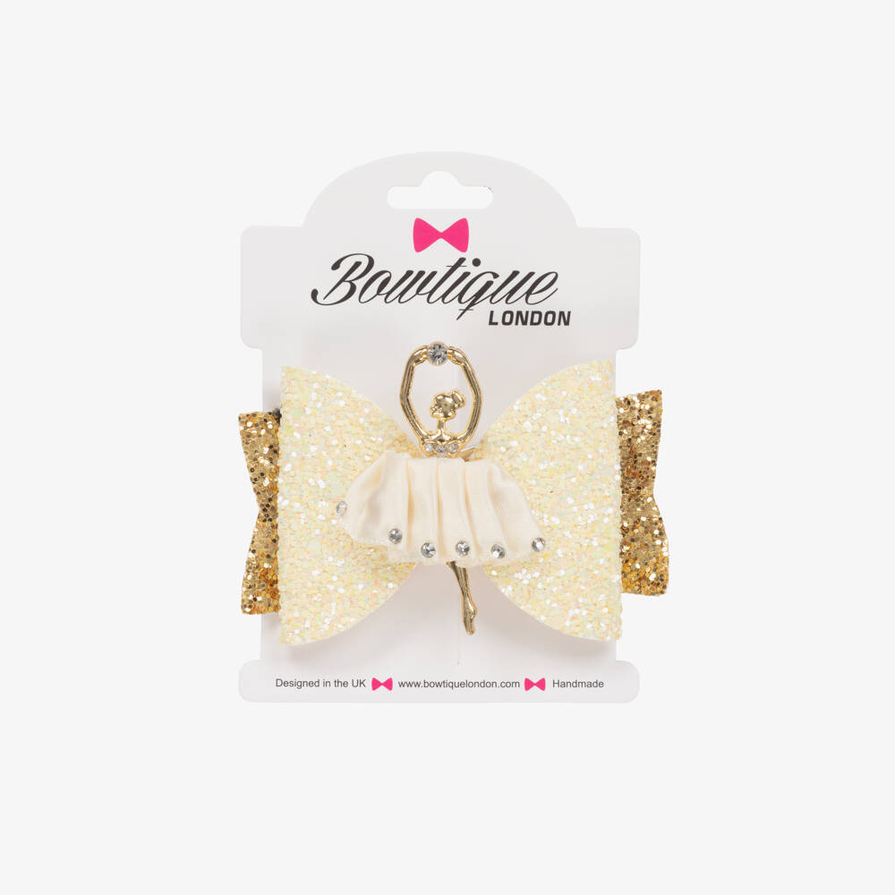 Bowtique London-Кремово-золотистая заколка для волос Балерина (8см) | Childrensalon Outlet