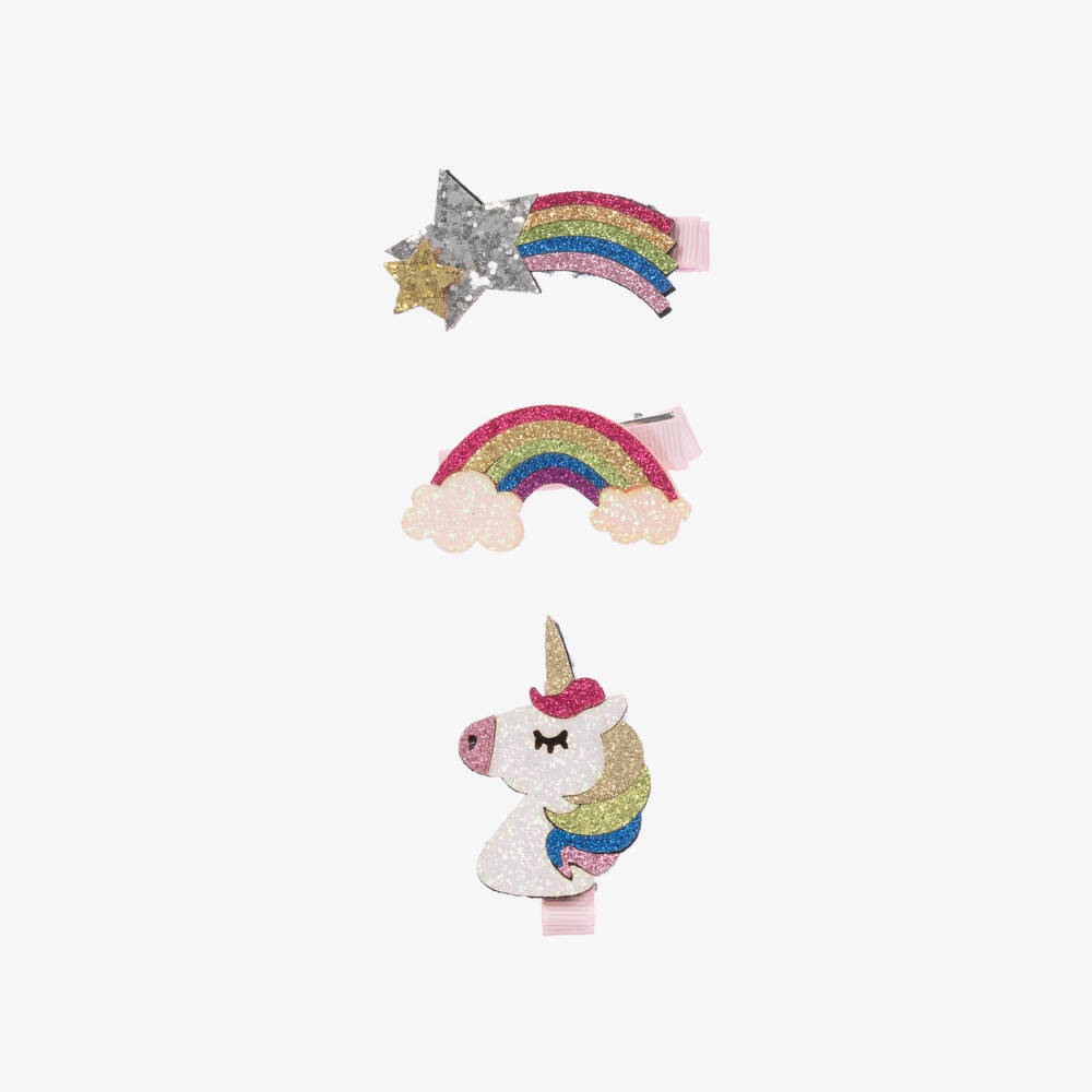 Bowtique London-Girls Glitter Unicorn Hair Clips Trio | Childrensalon Outlet
