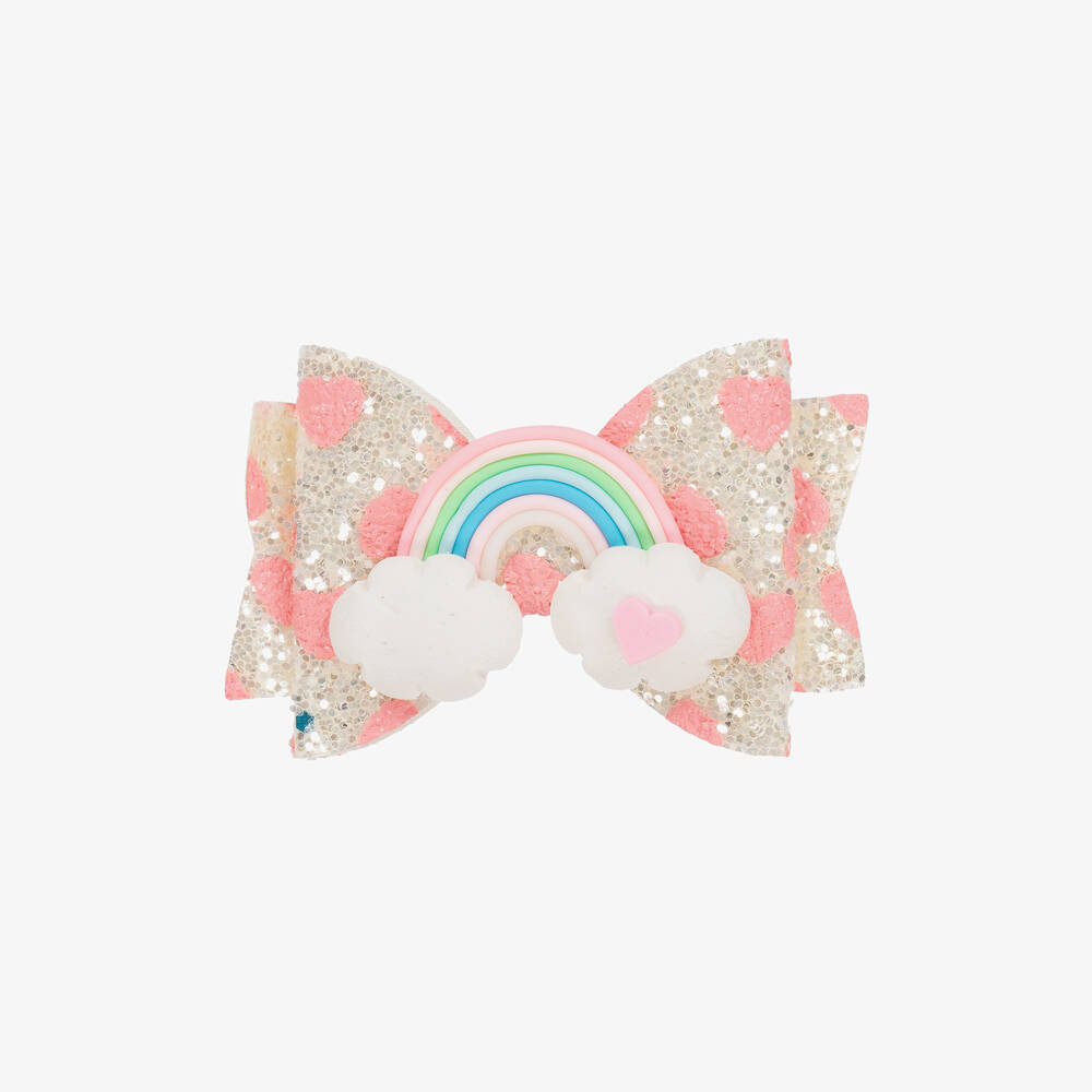 Bowtique London-Girls Glittery Rainbow Bow Clip | Childrensalon Outlet