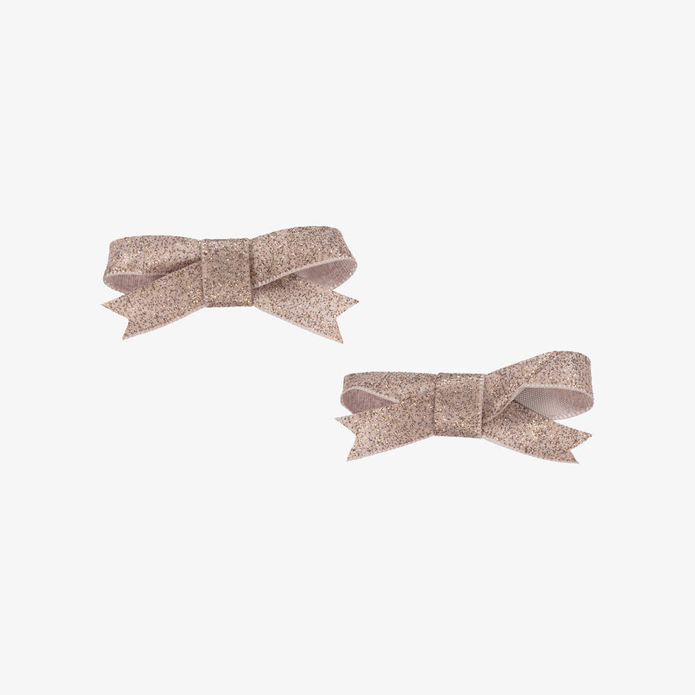 Bowtique London-Girls Gold Sparkle Bow Clips | Childrensalon Outlet