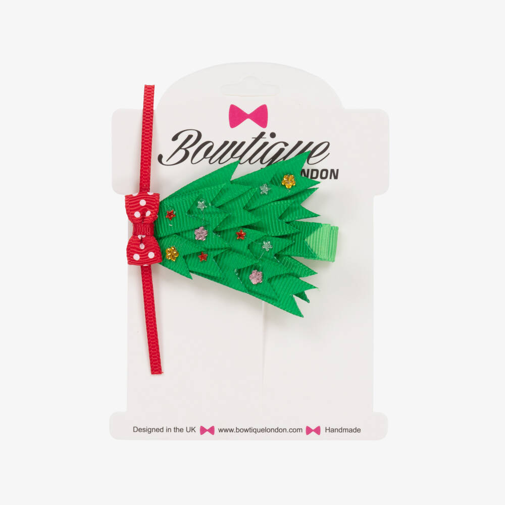 Bowtique London-Зелёная заколка для волос новогодняя Ёлка (6см) | Childrensalon Outlet
