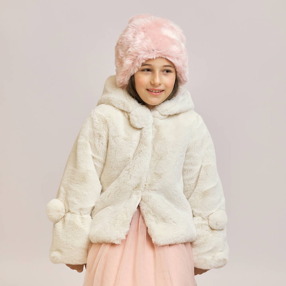 Bowtique London-Кремовая уютная куртка с капюшоном для девочек | Childrensalon Outlet