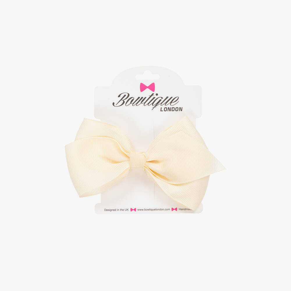 Bowtique London-Кремовая заколка-бантик (10 см) | Childrensalon Outlet