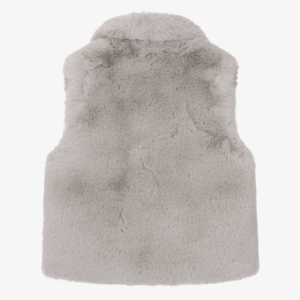 Bowtique London Girls Light Grey Faux Fur Gilet