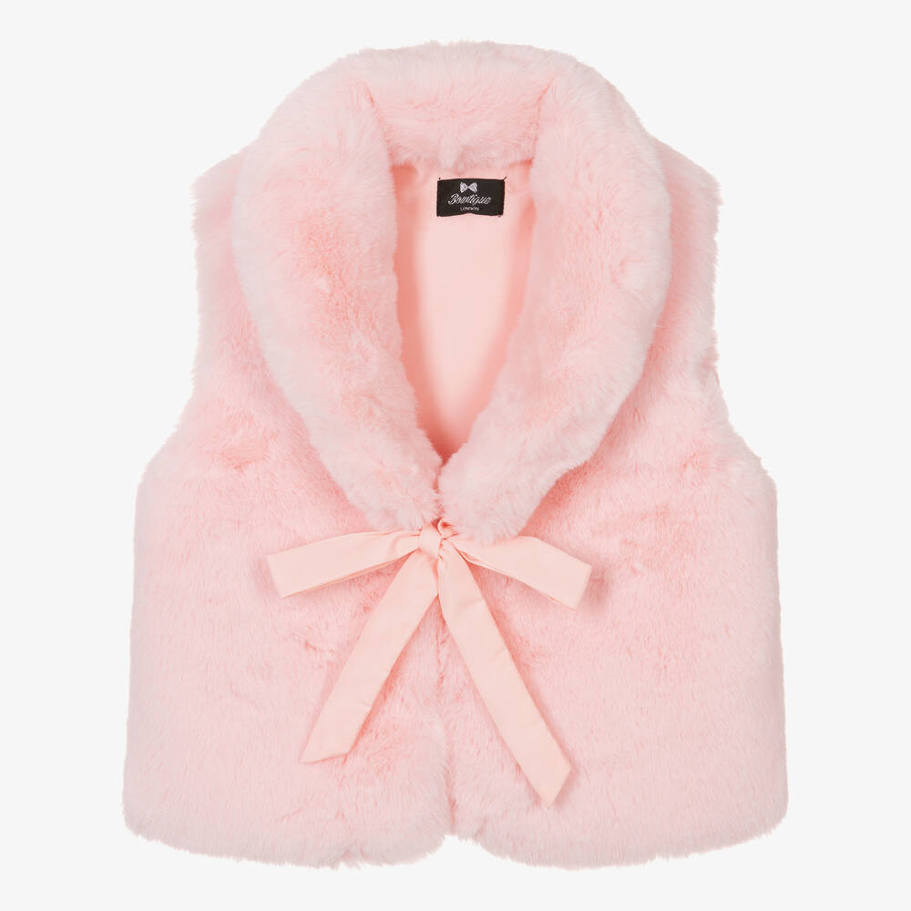 Bowtique London - Veste sans manches rose en fausse fourrure Fille | Childrensalon