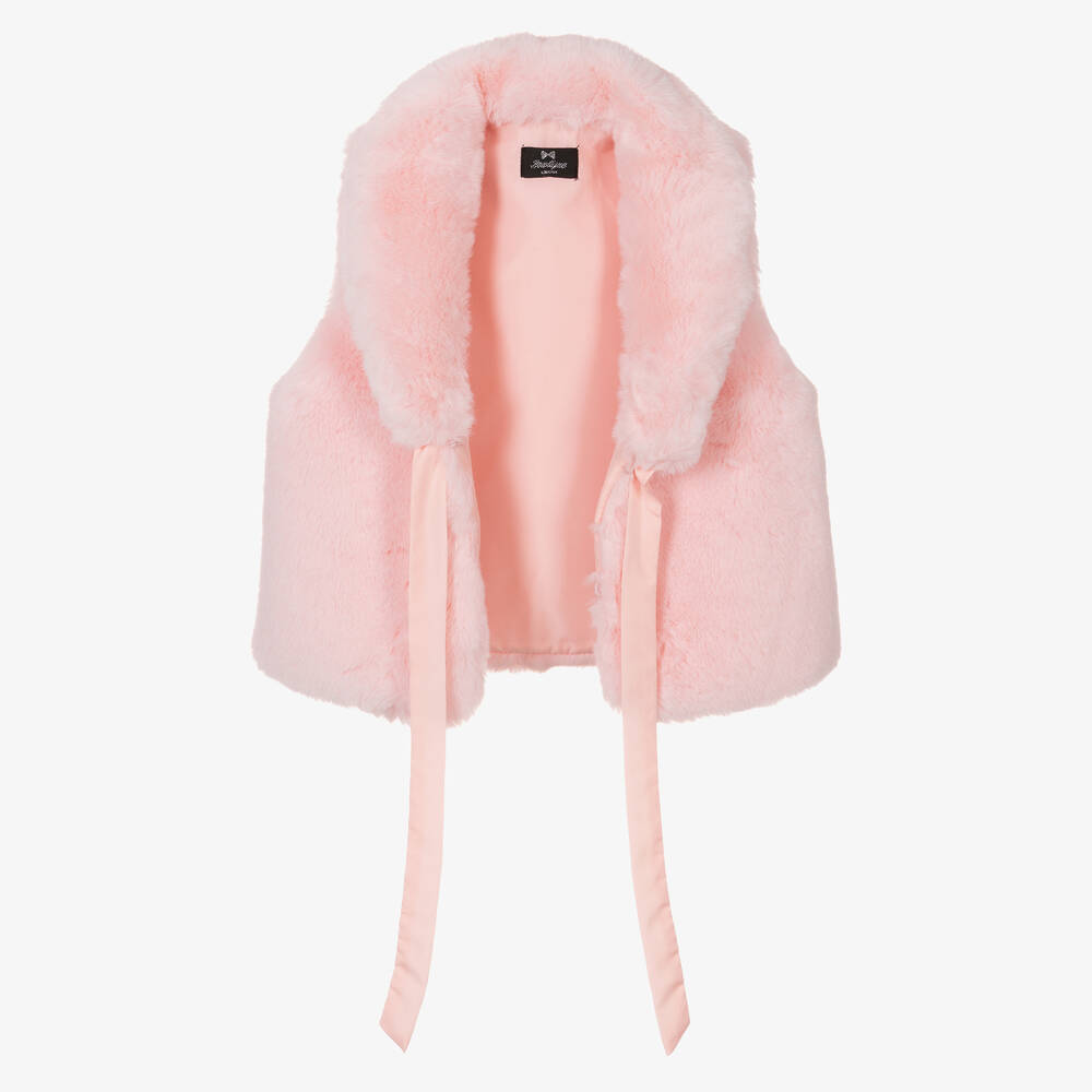 Bowtique London-Girls Pink Faux Fur Gilet | Childrensalon Outlet