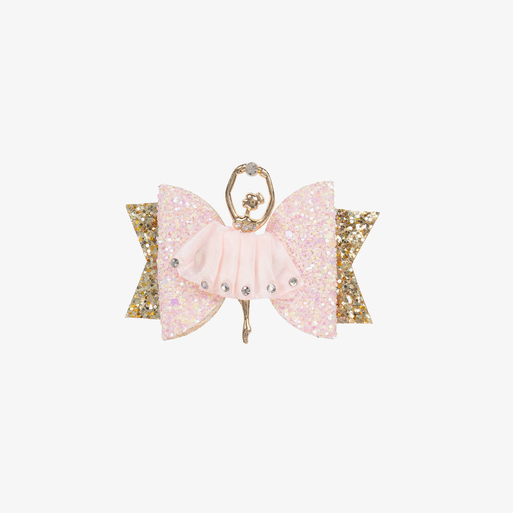 Bowtique London-Girls Pink & Gold Ballerina Hair Clip (8cm) | Childrensalon Outlet