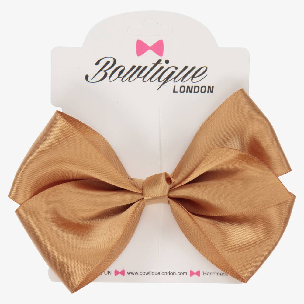 Bowtique London-Girls Satin Gold Bow Clip | Childrensalon Outlet