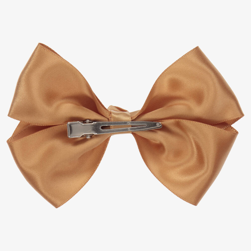 Bowtique London-Girls Satin Gold Bow Clip | Childrensalon Outlet