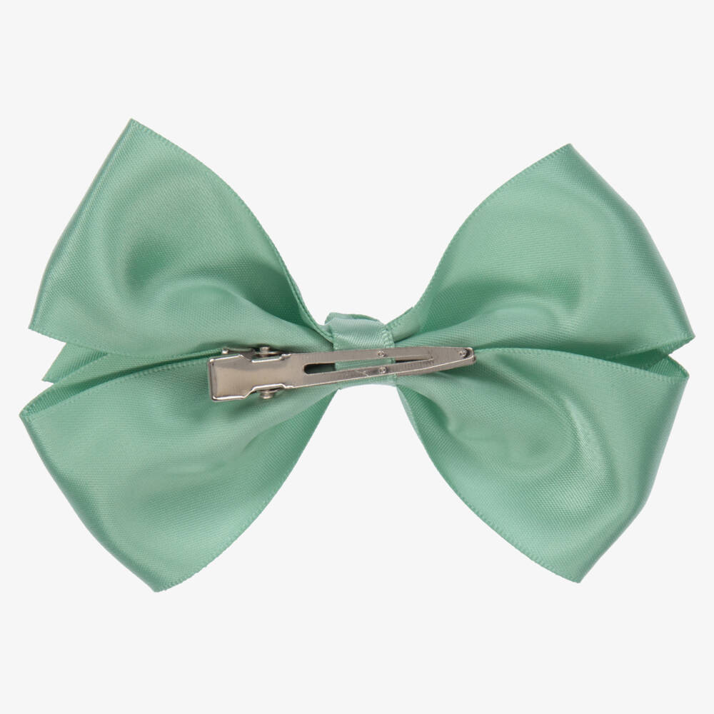 Bowtique London-Girls Satin Green Bow Clip | Childrensalon Outlet