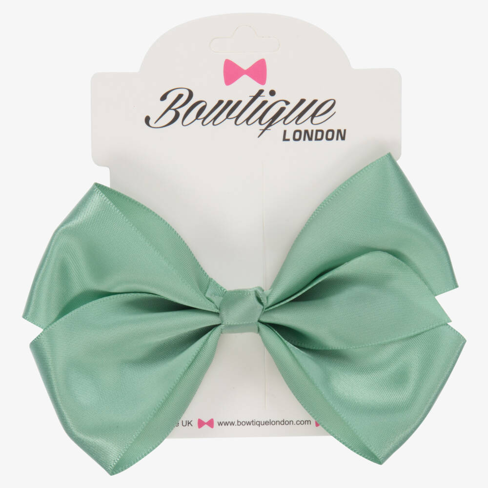 Bowtique London-Girls Satin Green Bow Clip | Childrensalon Outlet