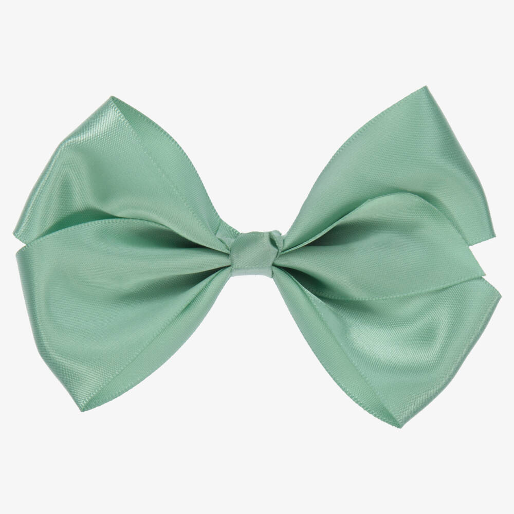 Bowtique London-Girls Satin Green Bow Clip | Childrensalon Outlet