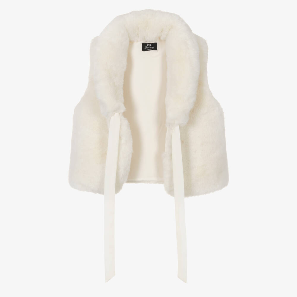 Bowtique London-Girls Soft Ivory Faux Fur Vest | Childrensalon Outlet