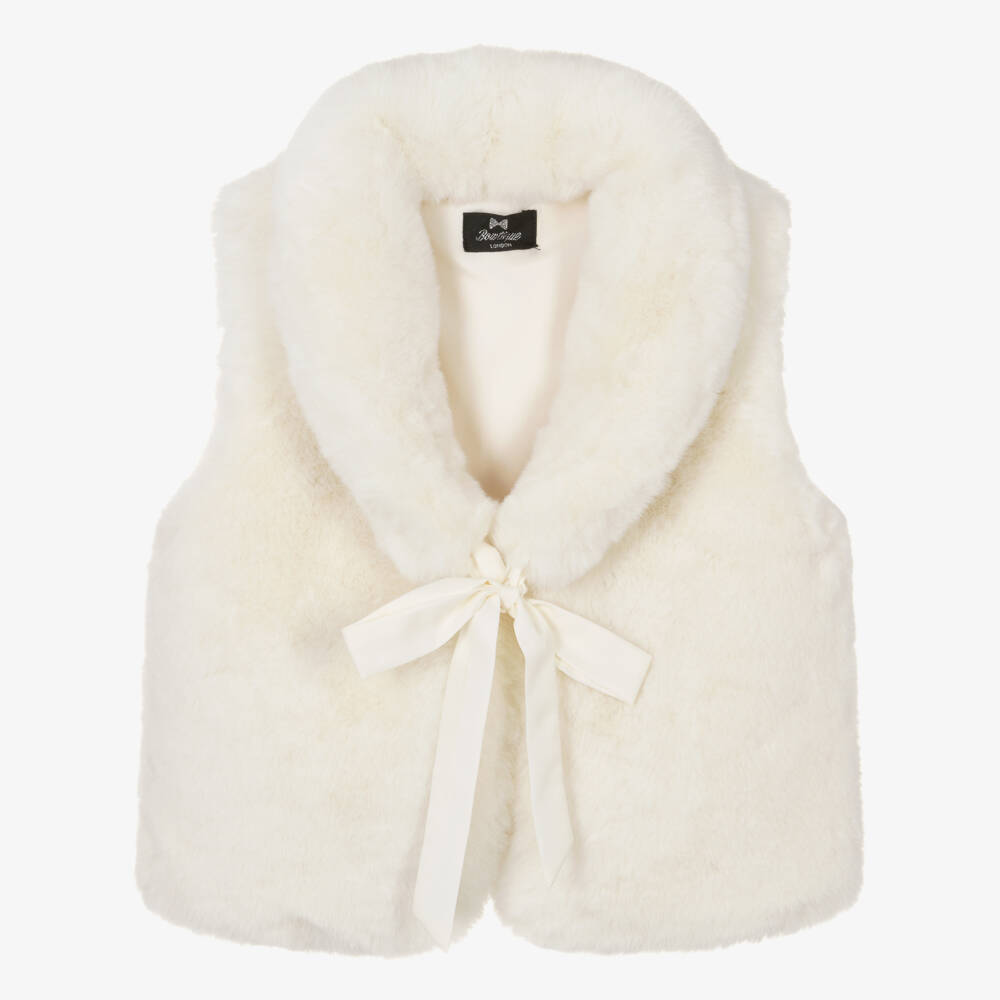 Bowtique London-Girls Soft Ivory Faux Fur Vest | Childrensalon Outlet