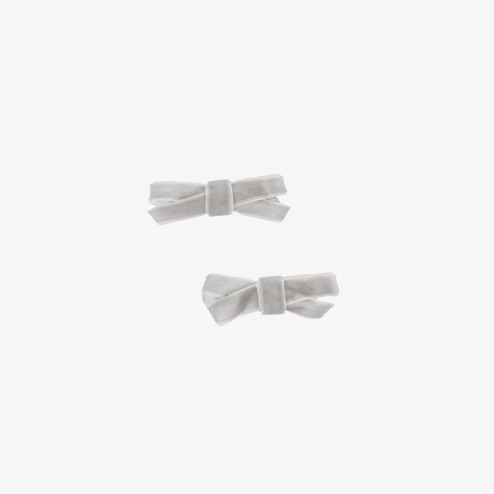 Bowtique London-Серые бархатные заколки-бантики для волос (2шт.) | Childrensalon Outlet