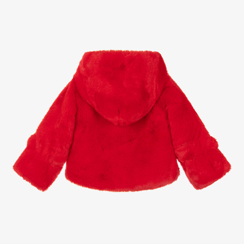 Bowtique London-Красная куртка из искусственного меха с капюшоном | Childrensalon Outlet