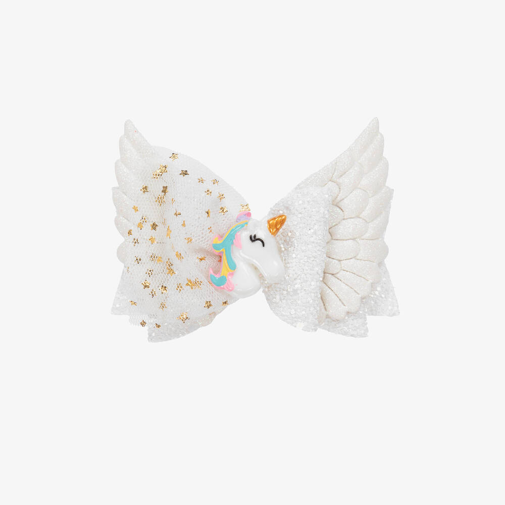 Bowtique London-Girls White Unicorn Hair Clip (8cm) | Childrensalon Outlet