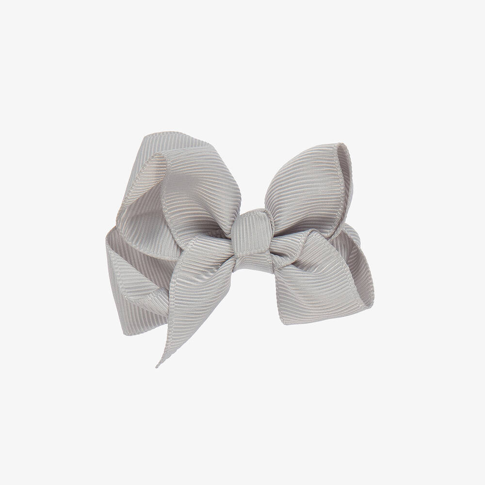 Bowtique London - Grey Bow Hair Clip (7cm) | Childrensalon