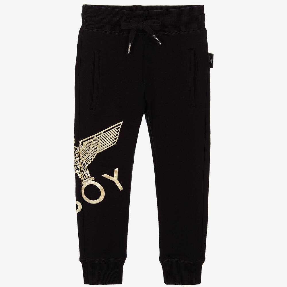 BOY London Black Cotton Jersey Joggers Childrensalon Outlet