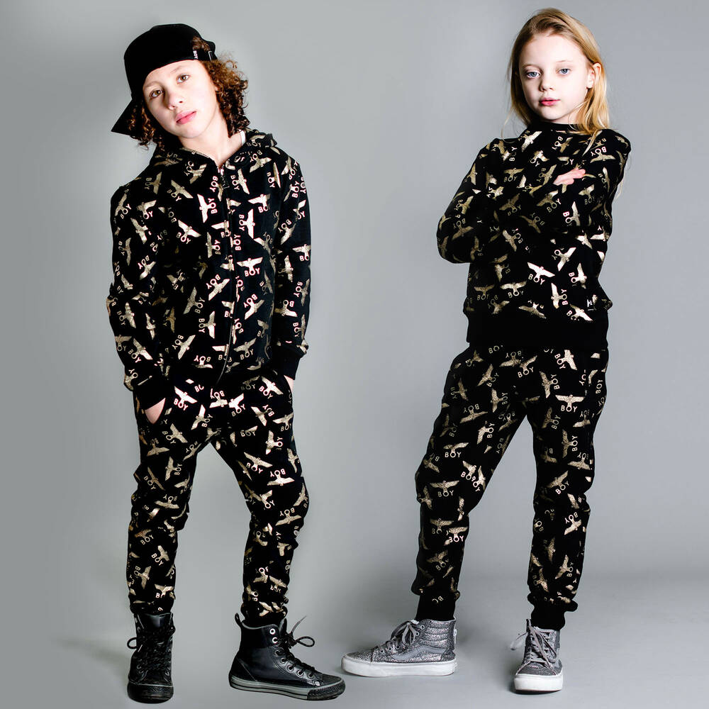 BOY London Black Gold Repeat Joggers Childrensalon Outlet