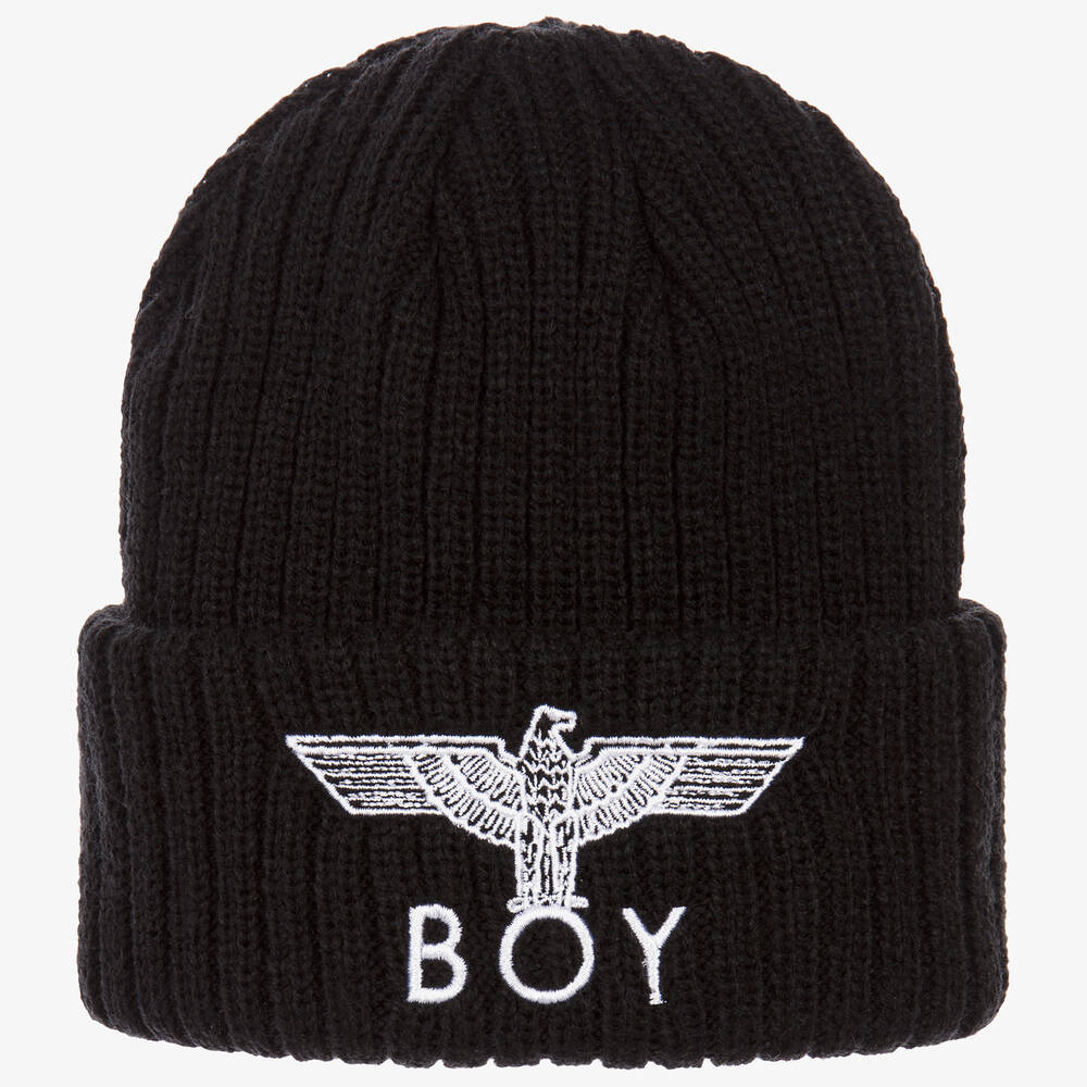 BOY London - Black Knitted Beanie Hat | Childrensalon