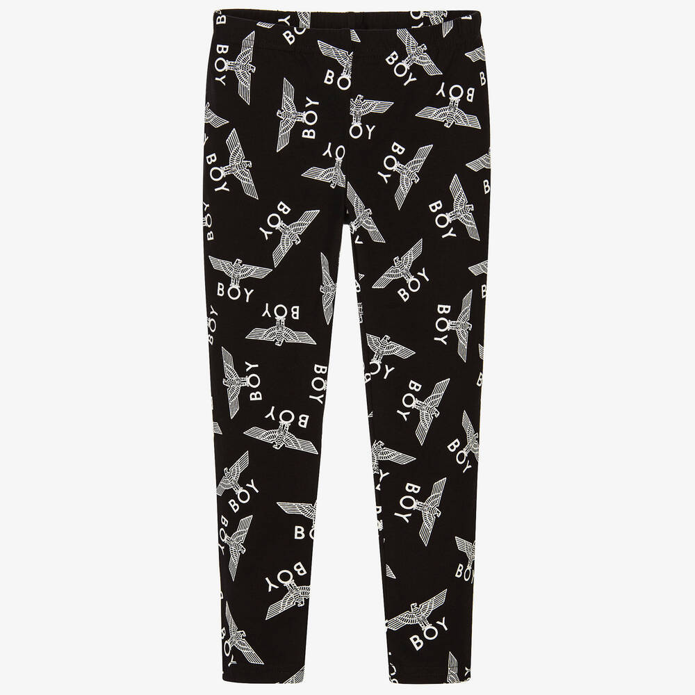 BOY London - Black Logo Printed Leggings | Childrensalon