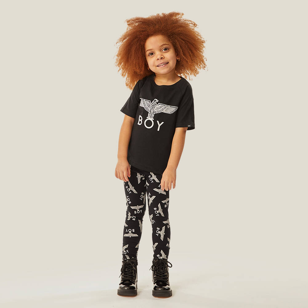 BOY London - Black Logo Printed Leggings | Childrensalon Outlet