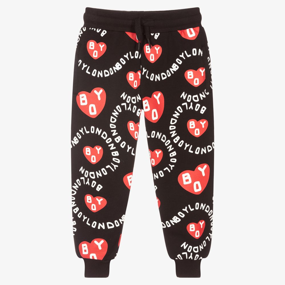 BOY London - Black & Red Heart Logo Joggers | Childrensalon