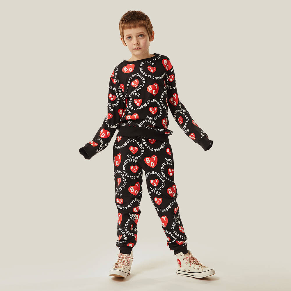 BOY London-Черно-красный свитшот с сердечками | Childrensalon Outlet
