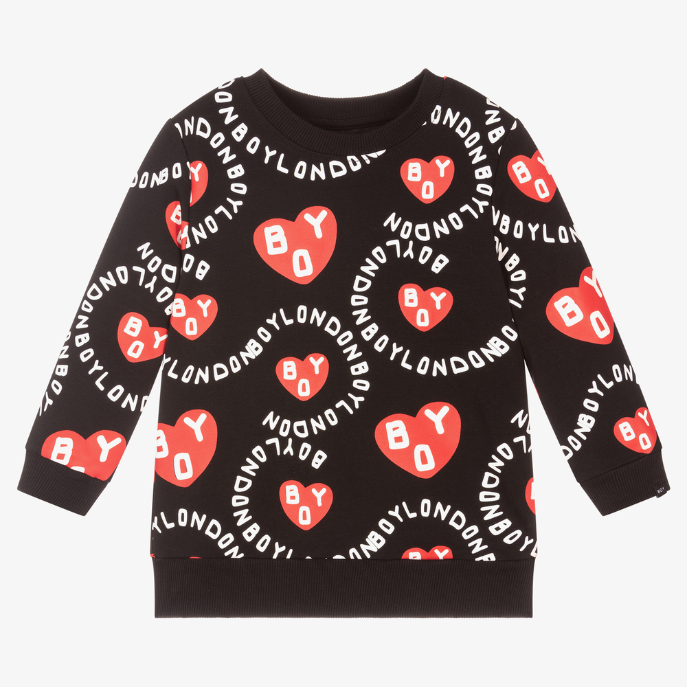 BOY London - Sweat noir et rouge à cœurs | Childrensalon