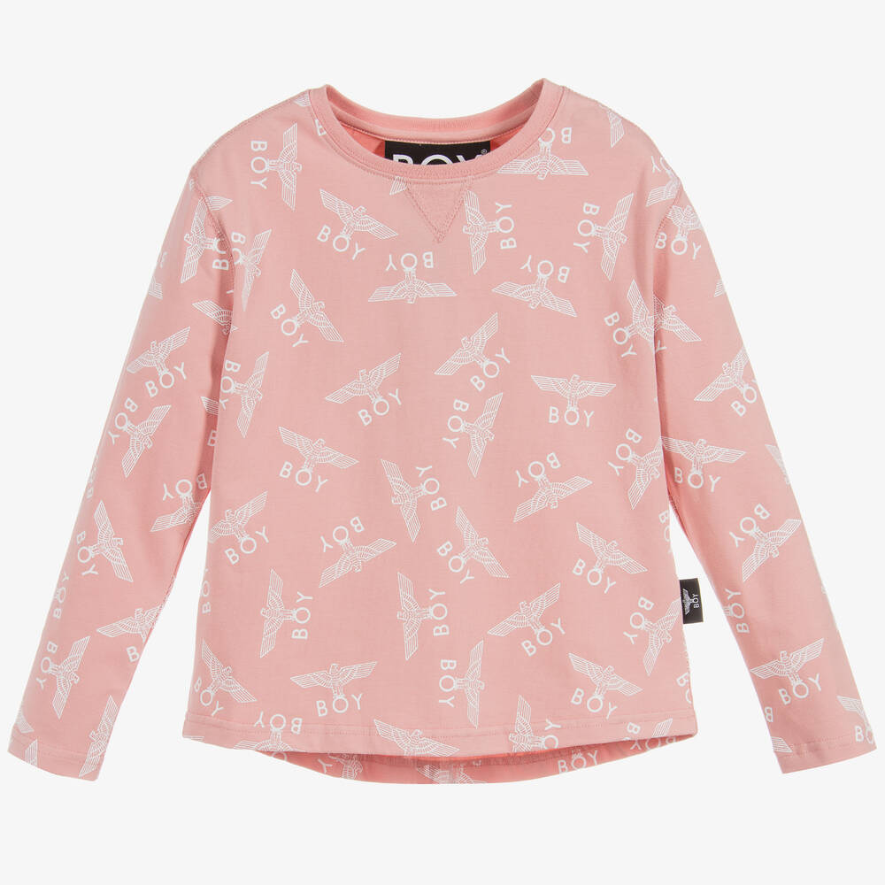 BOY London - Pink Repeat Logo Top | Childrensalon