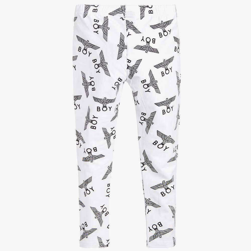 BOY London-White Logo Printed Leggings | Childrensalon Outlet
