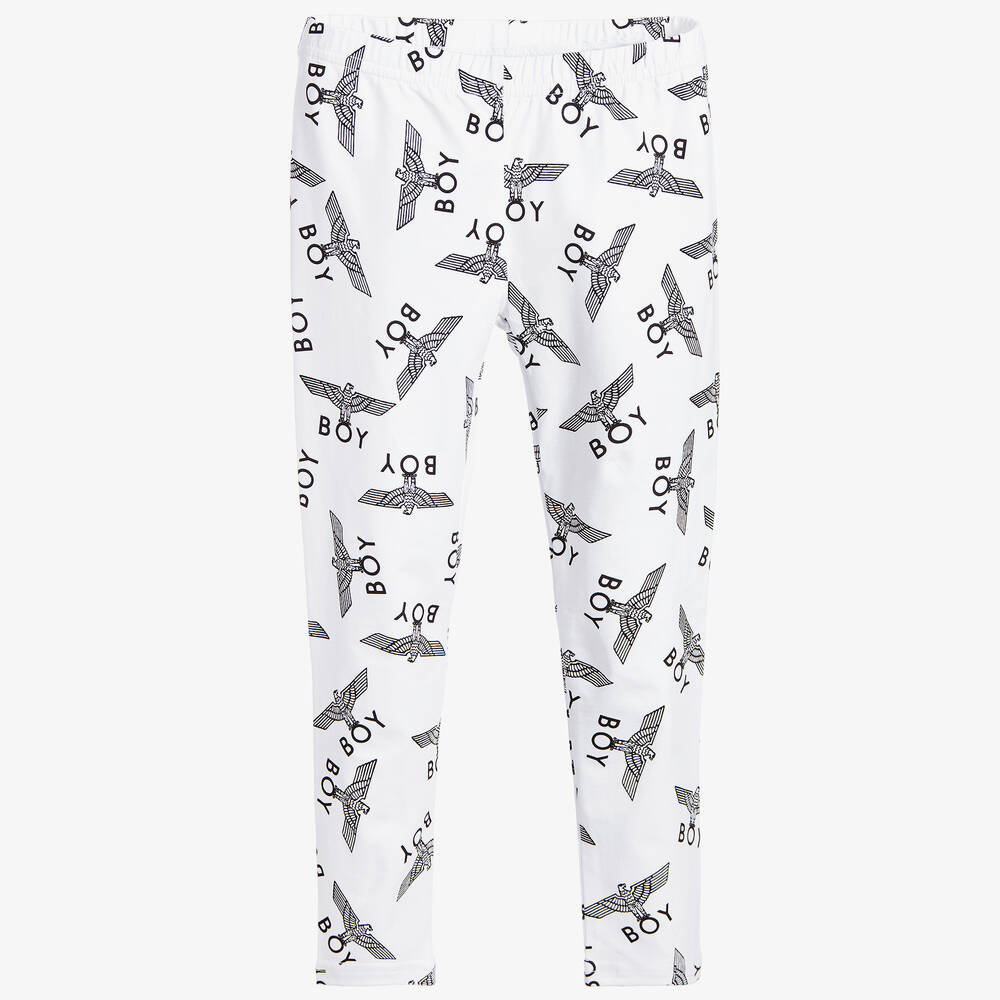 BOY London - White Logo Printed Leggings | Childrensalon