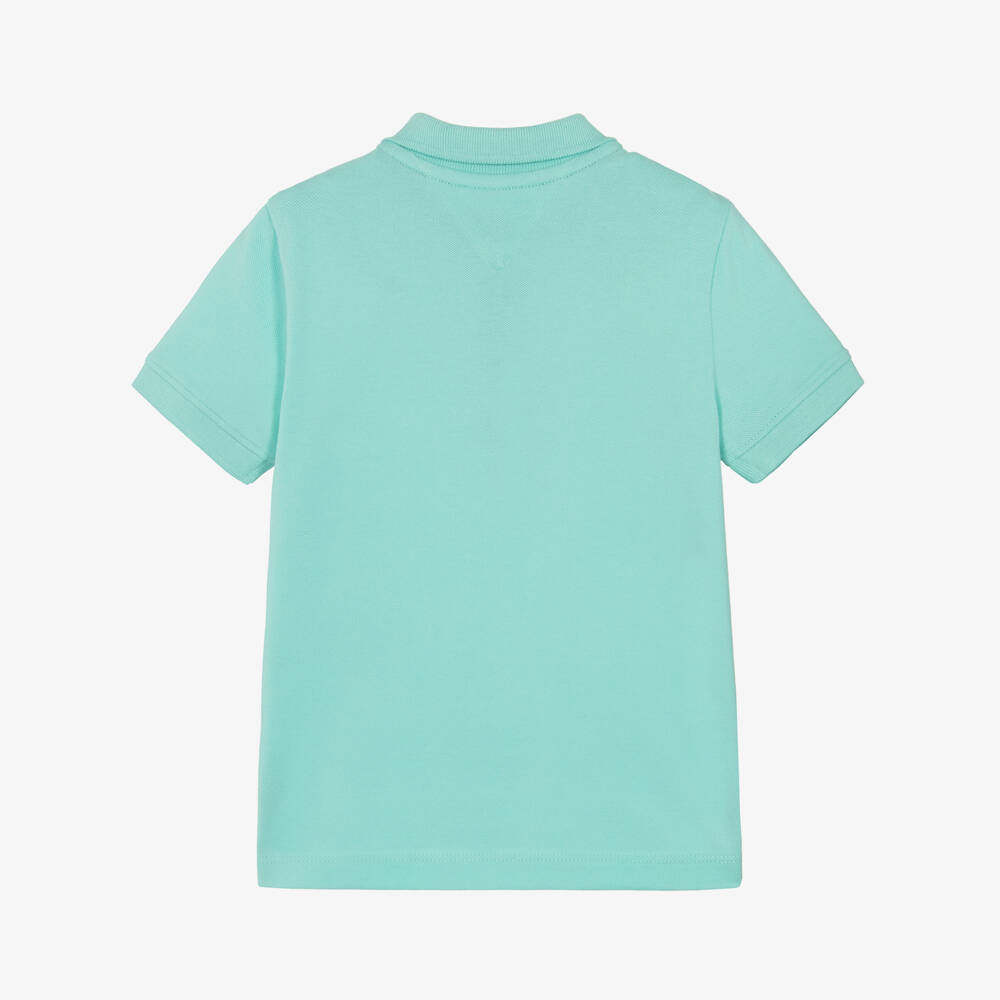 Tommy Hilfiger-Boys Aqua Green Cotton Piqué Flag Logo Polo Shirt | Childrensalon Outlet