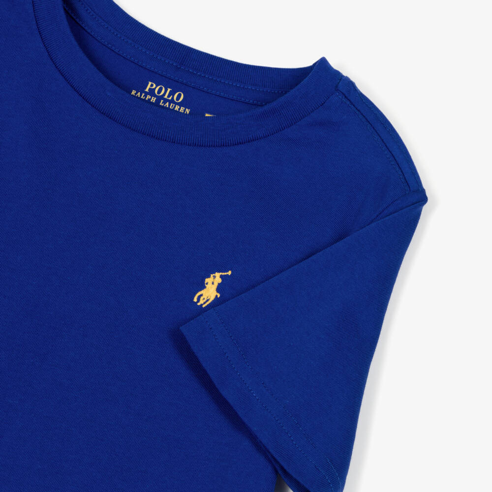 Ralph Lauren-Boys Azure Blue Cotton Pony Logo T-Shirt | Childrensalon Outlet