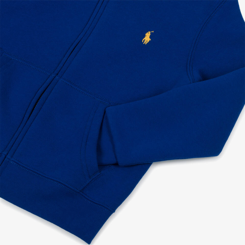 Ralph Lauren-Boys Azure Blue Cotton Pony Logo Zip-Up Hoodie | Childrensalon Outlet