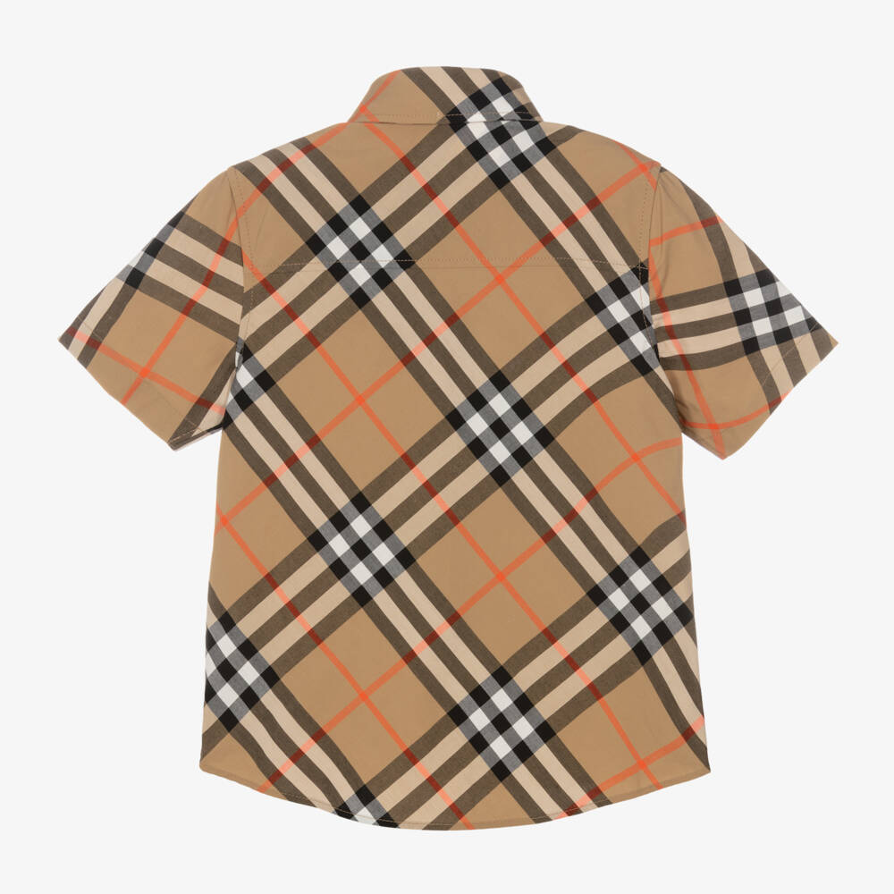 Burberry-Boys Beige Check Cotton Shirt | Childrensalon Outlet