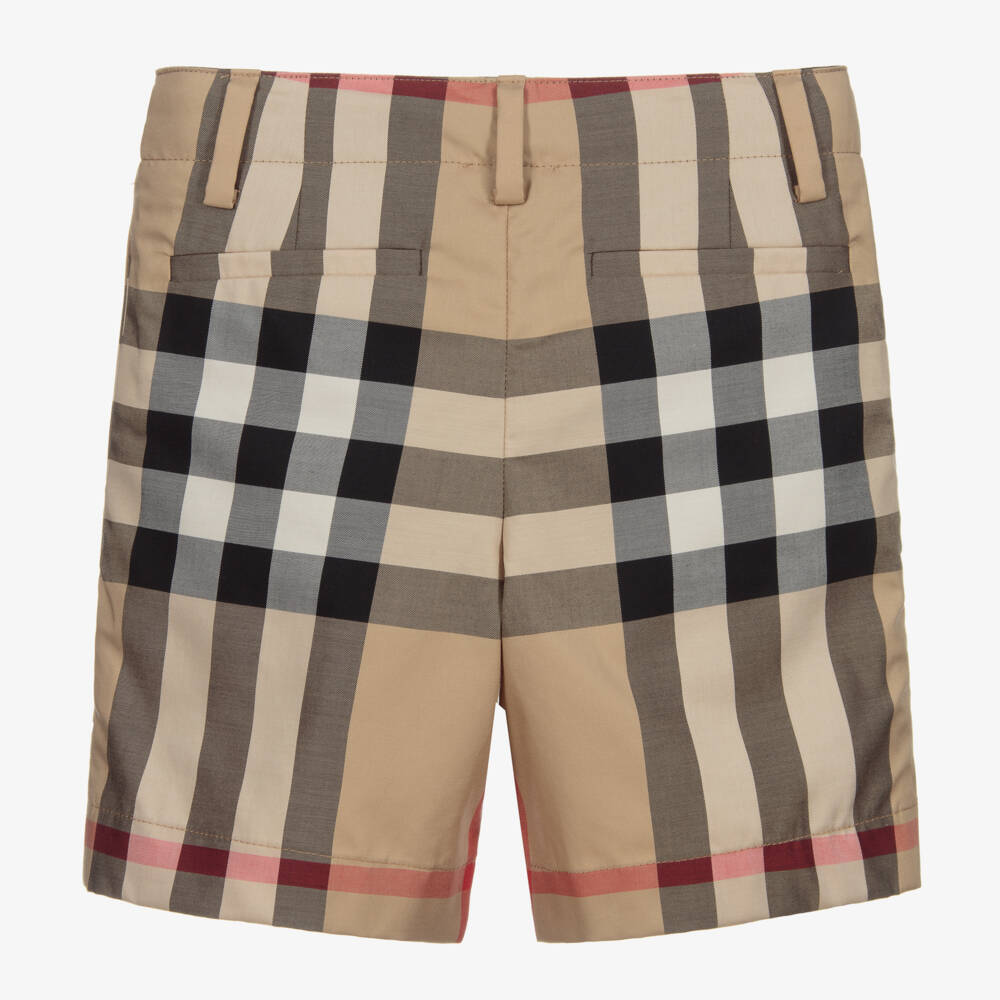 Burberry-Boys Beige Check Shorts | Childrensalon Outlet