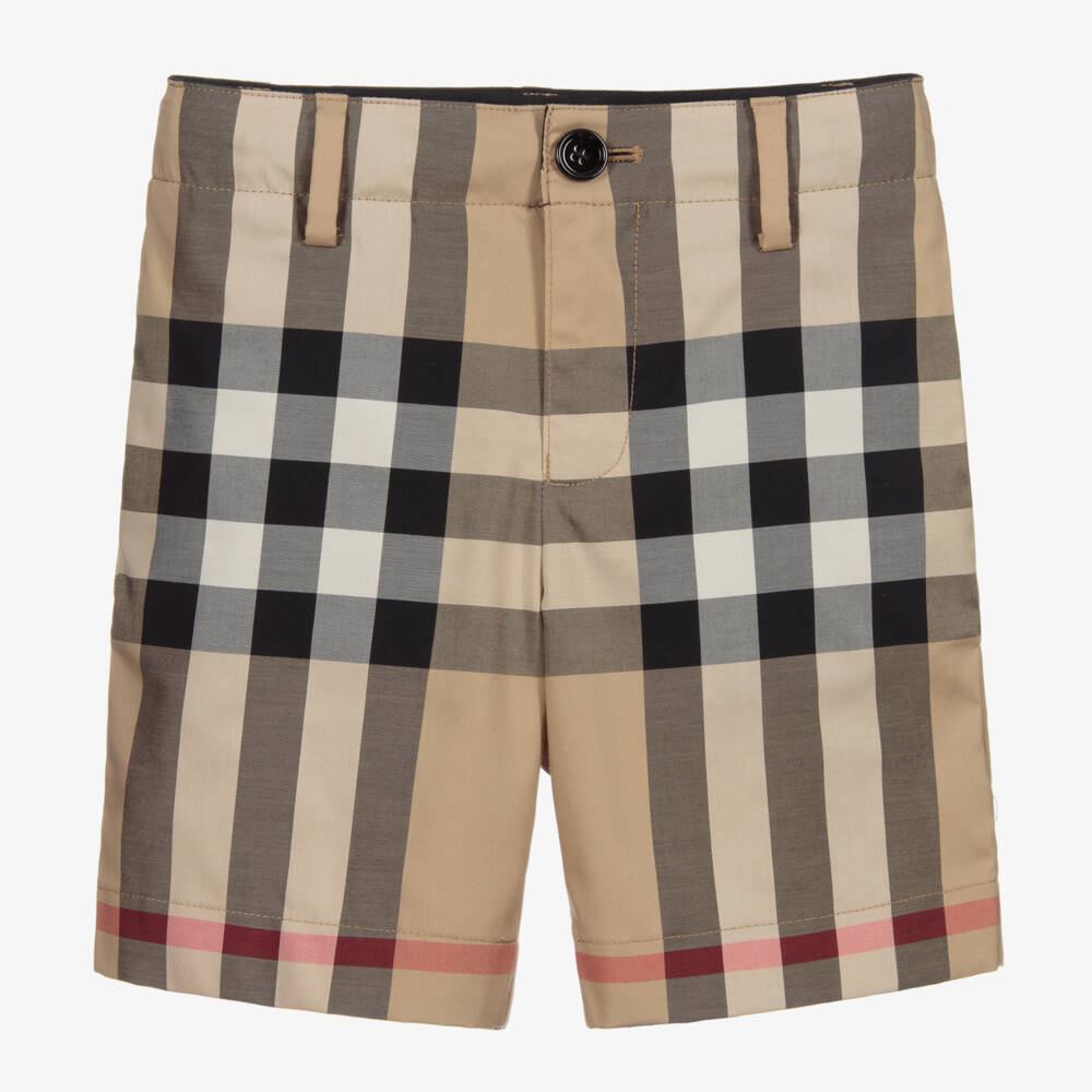 Burberry-Boys Beige Check Shorts | Childrensalon Outlet