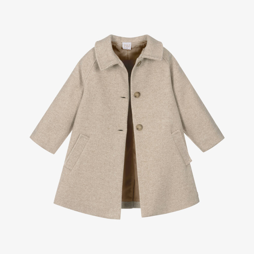 PAZ Rodríguez-Бежевое шерстяное пальто на пуговицах для мальчиков | Childrensalon Outlet