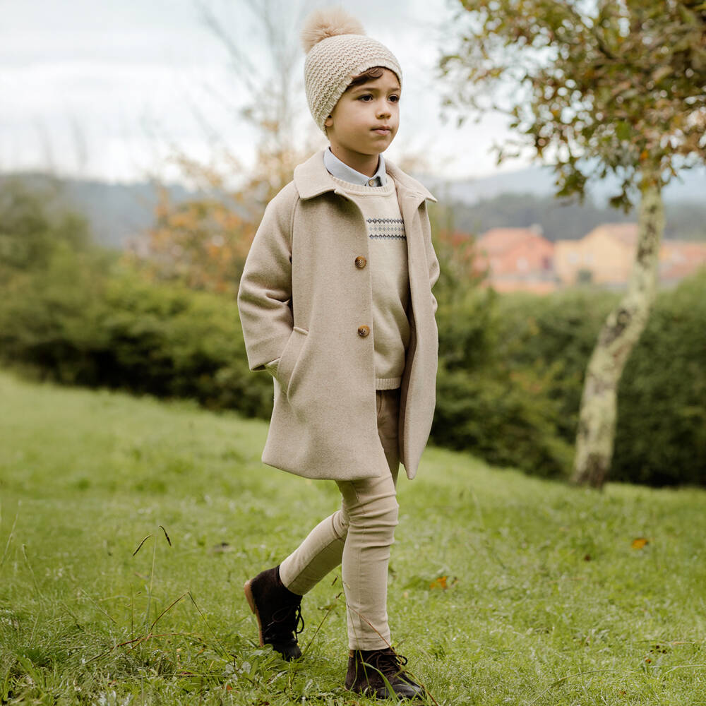 PAZ Rodríguez-Бежевое шерстяное пальто на пуговицах для мальчиков | Childrensalon Outlet