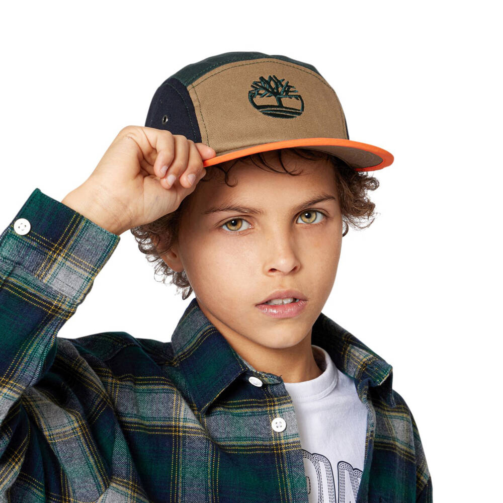 Timberland-Boys Beige Colourblock Cotton Cap | Childrensalon Outlet