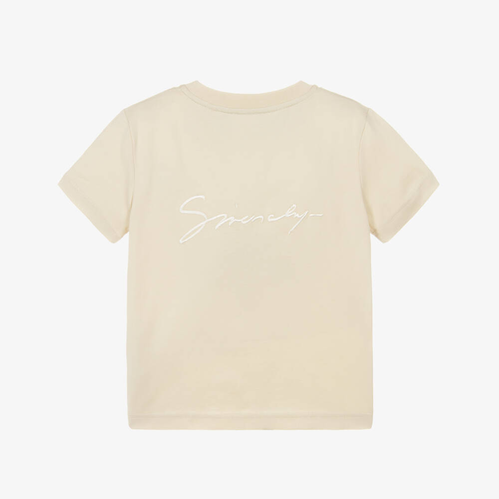 Givenchy-Boys Beige Cotton 4G Crew Neck T-Shirt | Childrensalon Outlet